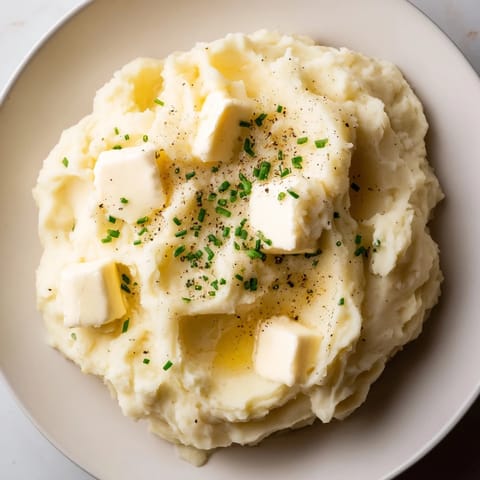A steaming bowl of homemade mashed potatoes, rich with butter, perfect for a holiday feast.