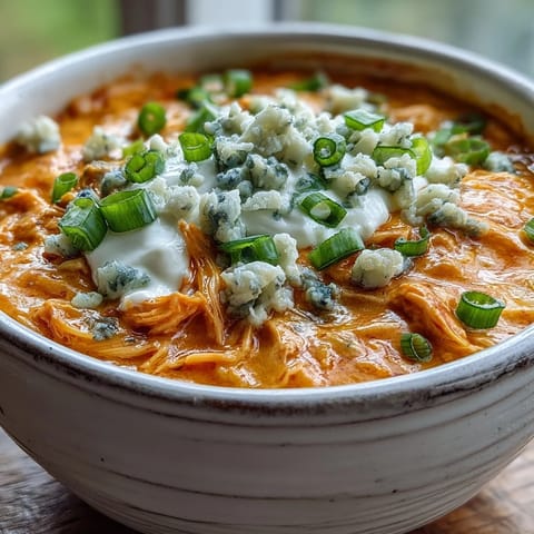 Spoonful of rich Crock Pot Buffalo Chicken Dip Soup reveals shredded chicken and melted cheddar in a spicy broth.