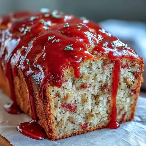 Freshly baked Blood Orange Loaf Cake with Poppy Seeds and Marzipan rests on a white marble counter, ready for an afternoon tea serving suggestion.