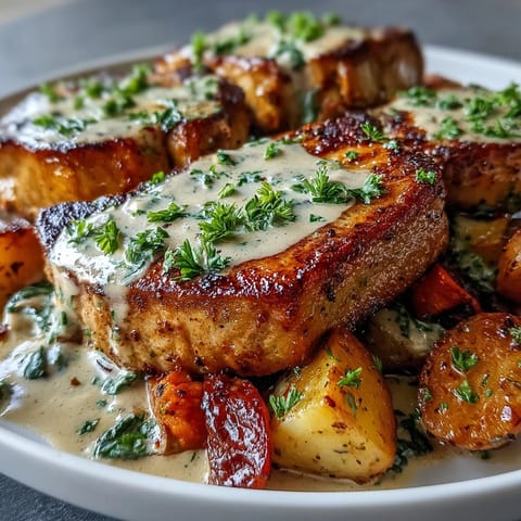 Golden-seared pork chops slow-cooked in savory ranch sauce, perfect for a comforting family dinner. 