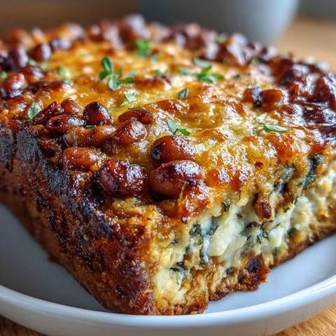 Golden brown and bubbling Hot Black-Eyed Pea Dip fresh from the oven, topped with melted cheddar and fresh green onions.