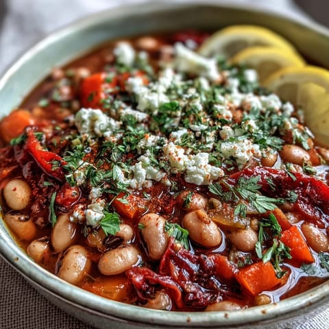 Steaming Greek-Style Slow Cooker Black-Eyed Peas with tomatoes and oregano in a slow cooker crock.