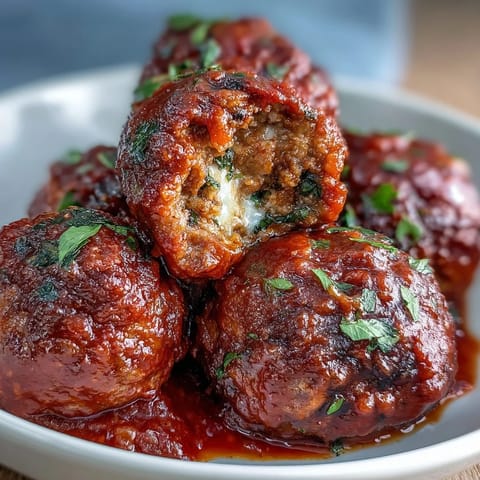Savory Italian-American meatballs simmered in rich marinara, ideal for parties or weeknight dinners.  