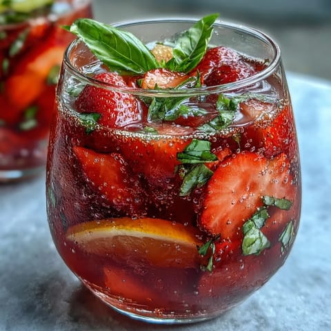 Strawberry Basil Sangria Mocktail