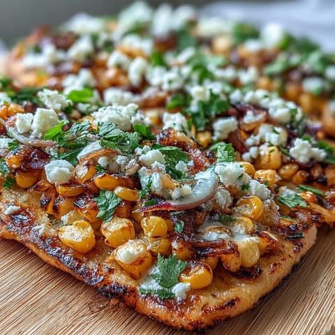 Cinco de Mayo Street Corn Flatbread bursting with charred corn and creamy cotija.