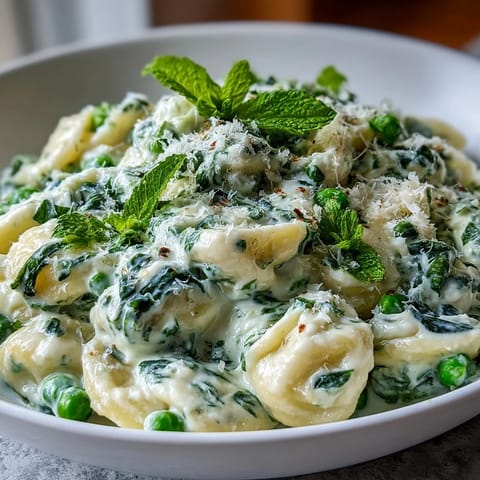 Creamy Lemon Ricotta Pasta with vibrant peas and fresh mint, a quick satisfying meal.