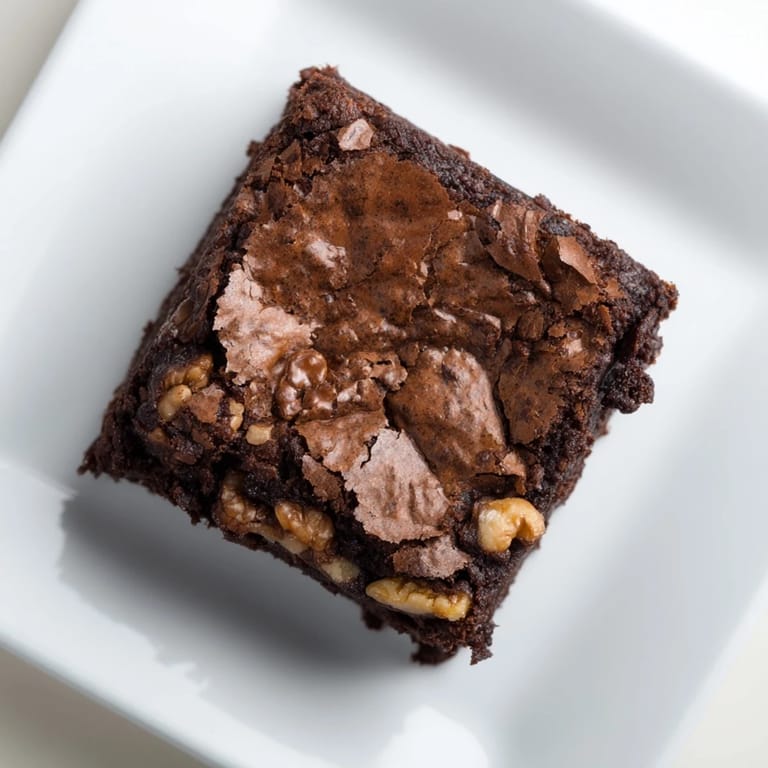 Freshly baked brownies, featuring a crackly top, are tempting everyone to grab a bite.