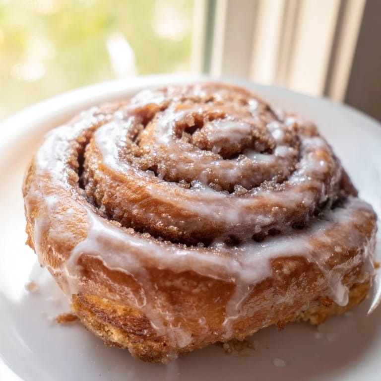 A close-up view of soft, glazed Cinnamon Rolls, perfect warm for sharing with family and friends.