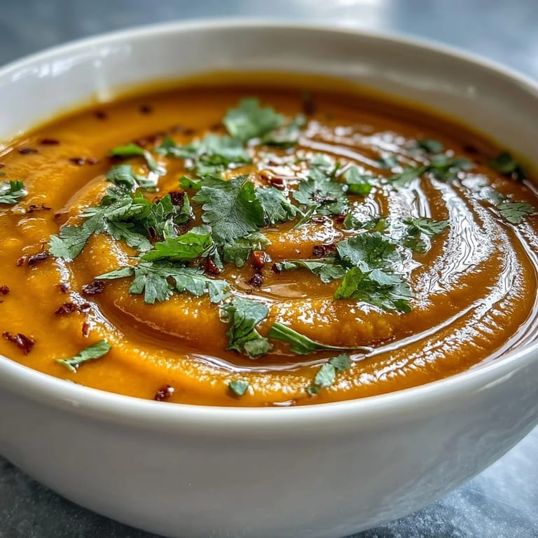 Creamy Carrot Ginger Soup, velvety smooth texture, ready to enjoy.