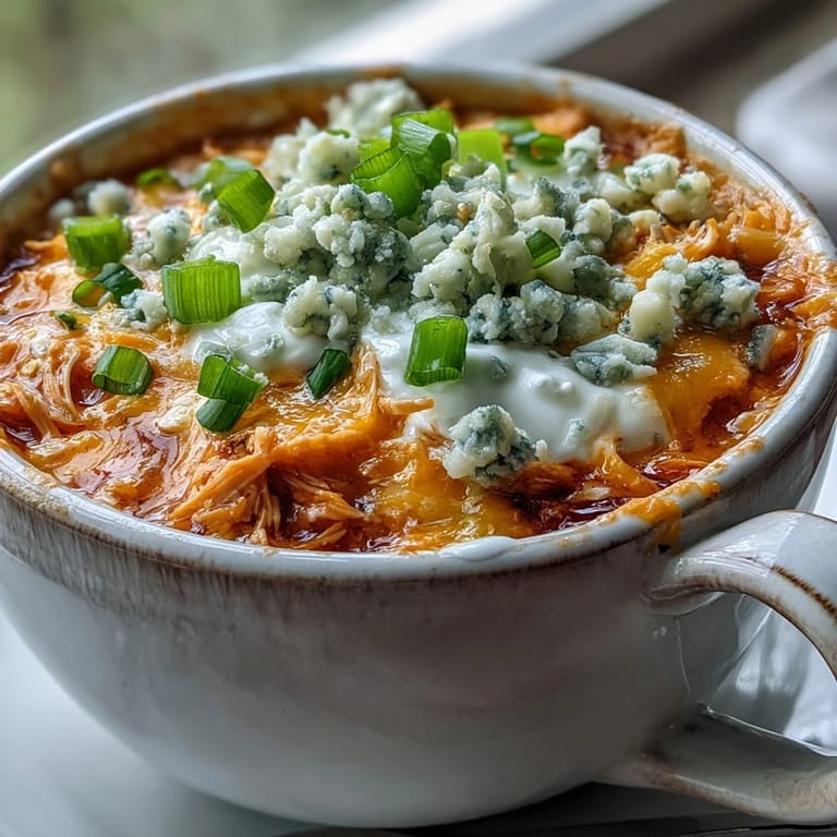 Steaming Crock Pot Buffalo Chicken Dip Soup served with celery sticks and tortilla chips on a cozy table.