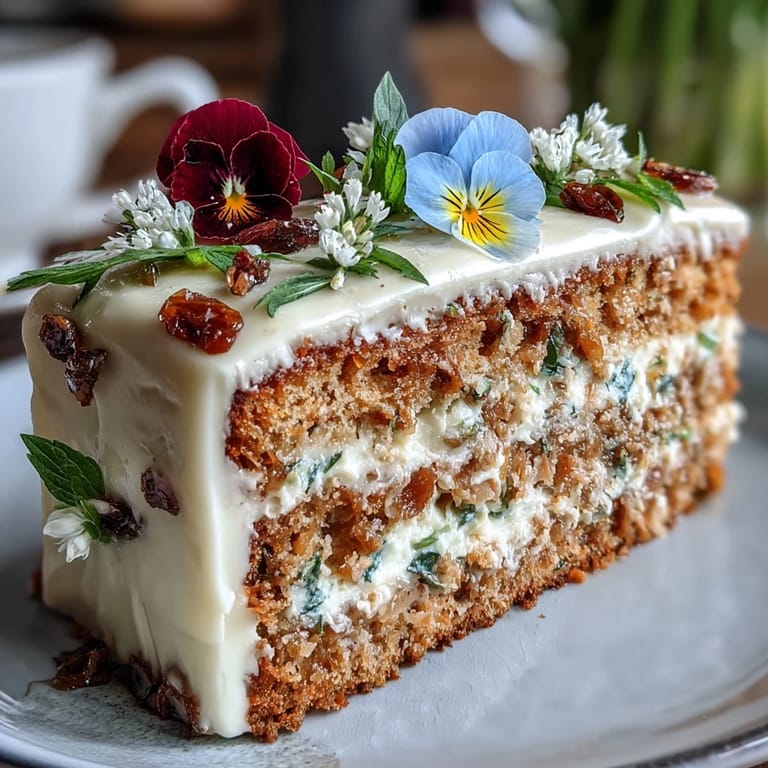 Spring cake with delicate edible flower decorations and light whipped cream frosting.