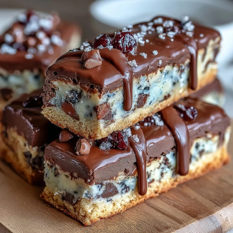 These easy graduation cookie bars feature gooey chocolate chips, candy-coated chocolates, and a glossy white chocolate drizzle.  