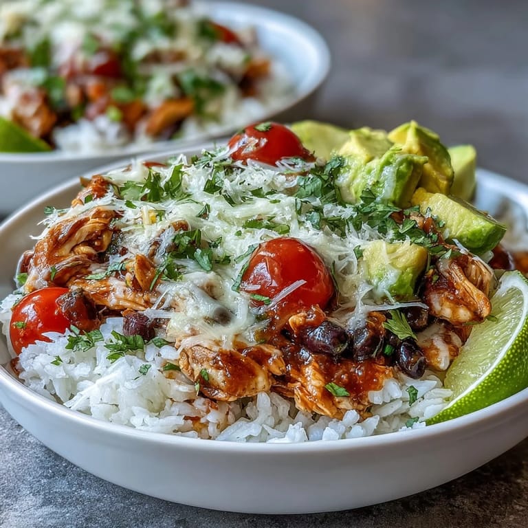 Vibrant salsa chicken bowls featuring tender chicken in tomato salsa, served over rice with black beans, corn, and fresh vegetables.