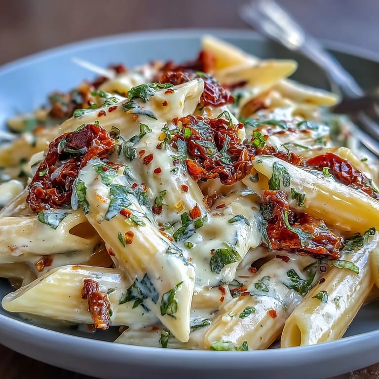 Decadent Marry Me Pasta, ready to serve with fresh basil.