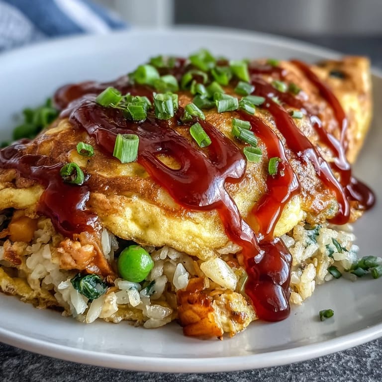 Silky omelet cradles savory ketchup rice, a comforting Japanese dish.